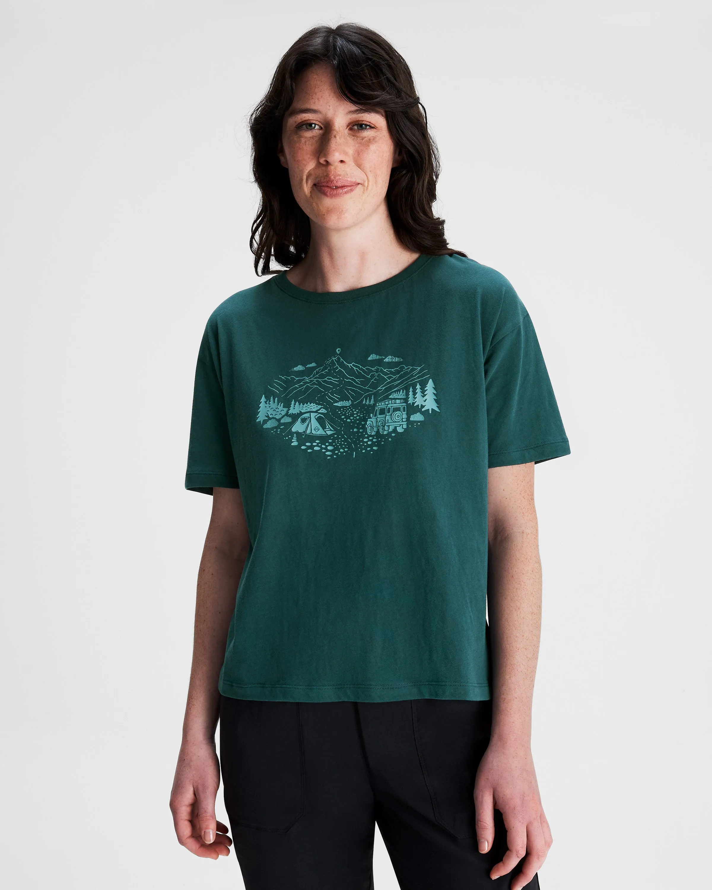Anti Pilling Surface Women's Ridgeline Organic Cotton T-shirt - Deep Lagoon