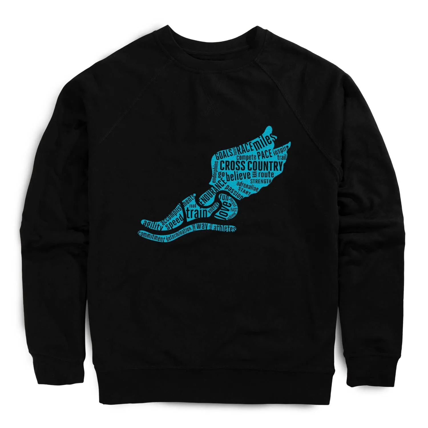 slow life Soft Joggers Cross Country Raglan Crew Neck Pullover - Winged Foot Inspirational Words