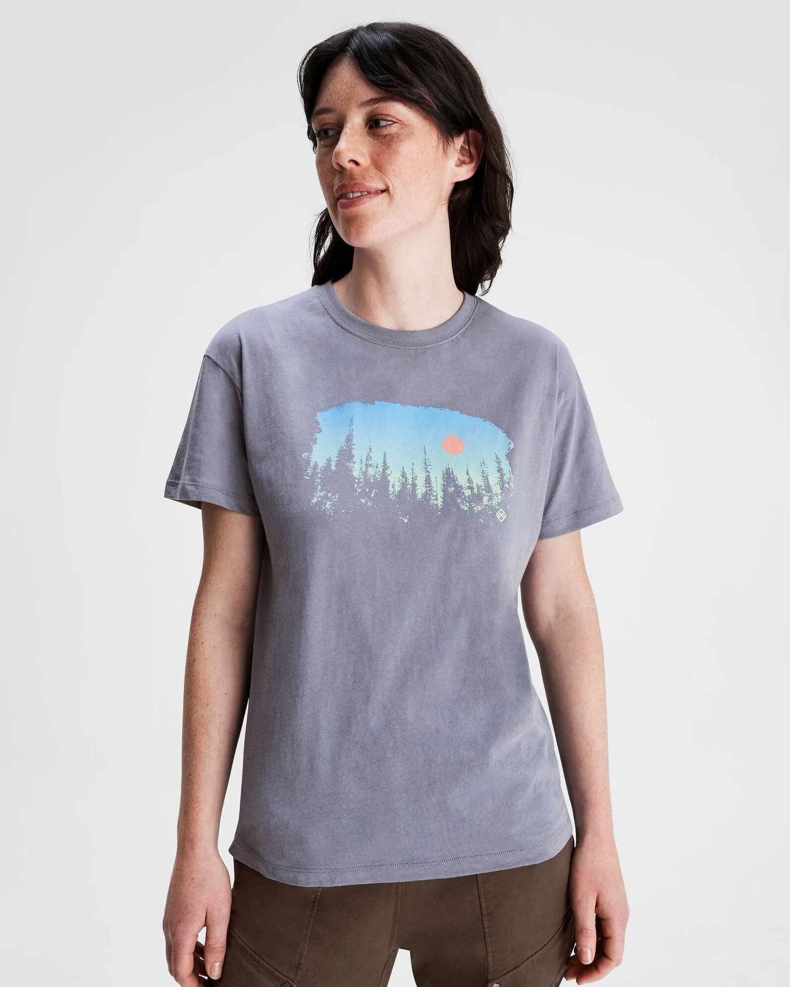 Women's Tree Line Organic Cotton T-shirt - Dark Haze Leisure Wear Odor-resistant