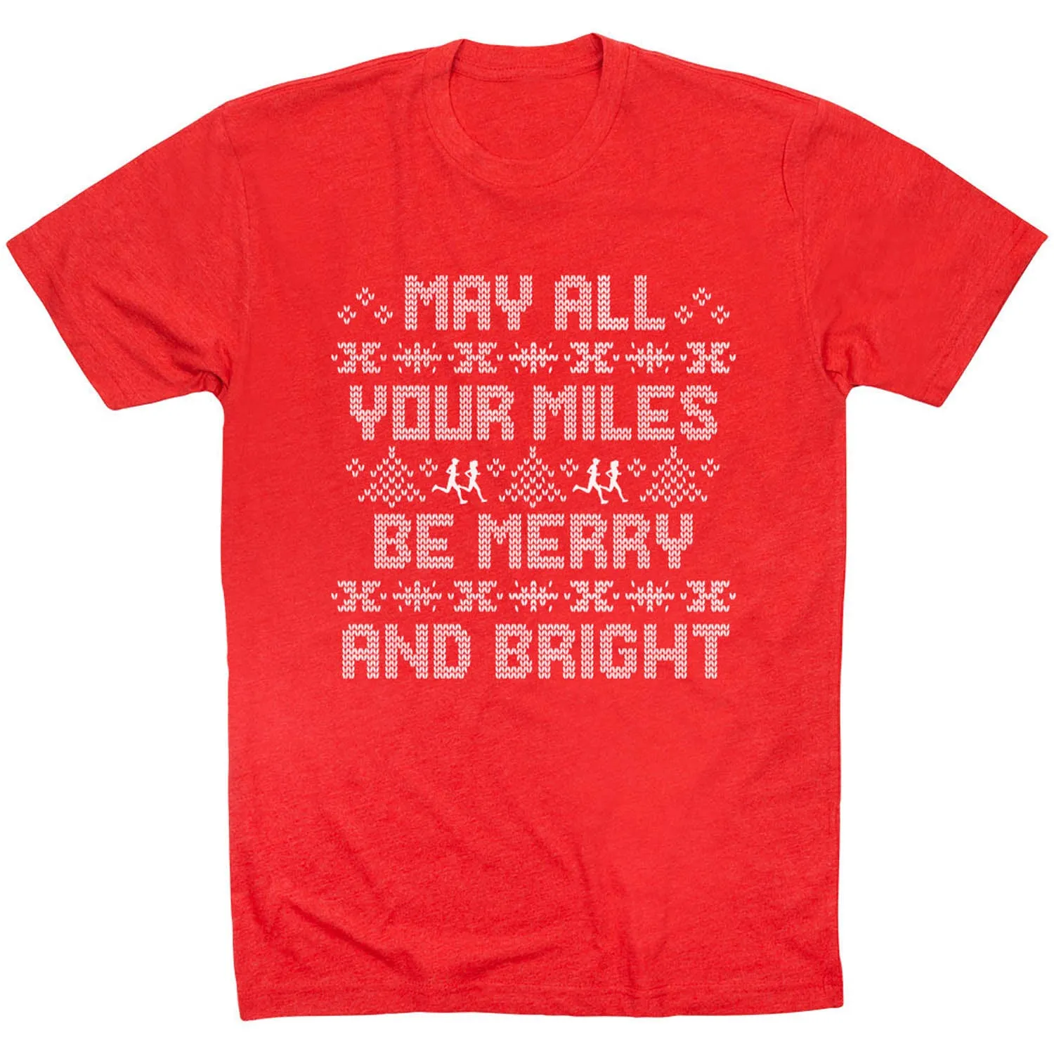 Heather Texture Finish Informal charm Running Short Sleeve T-Shirt -  May All Your Miles Be Merry and Bright