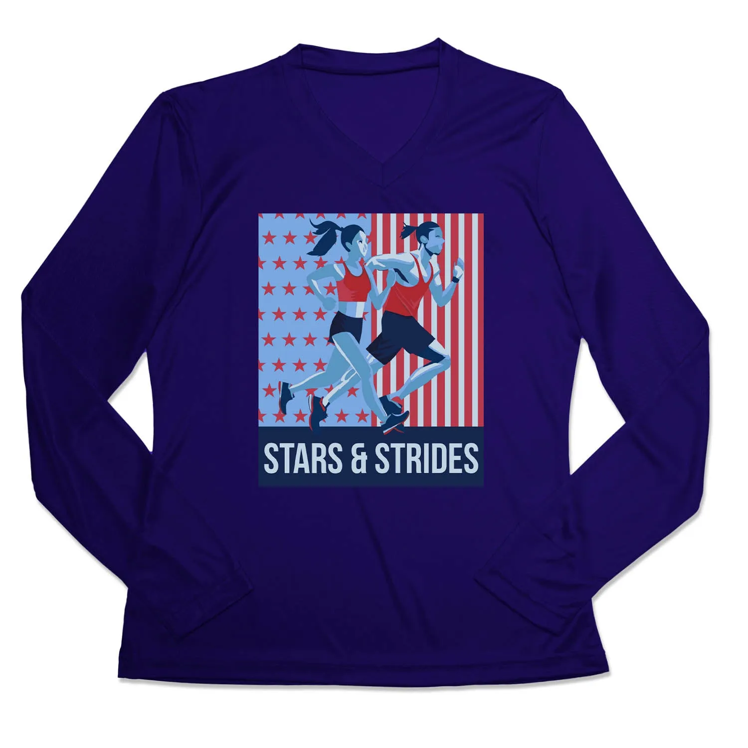 Women's Long Sleeve Tech Tee - Stars and Strides Christmas