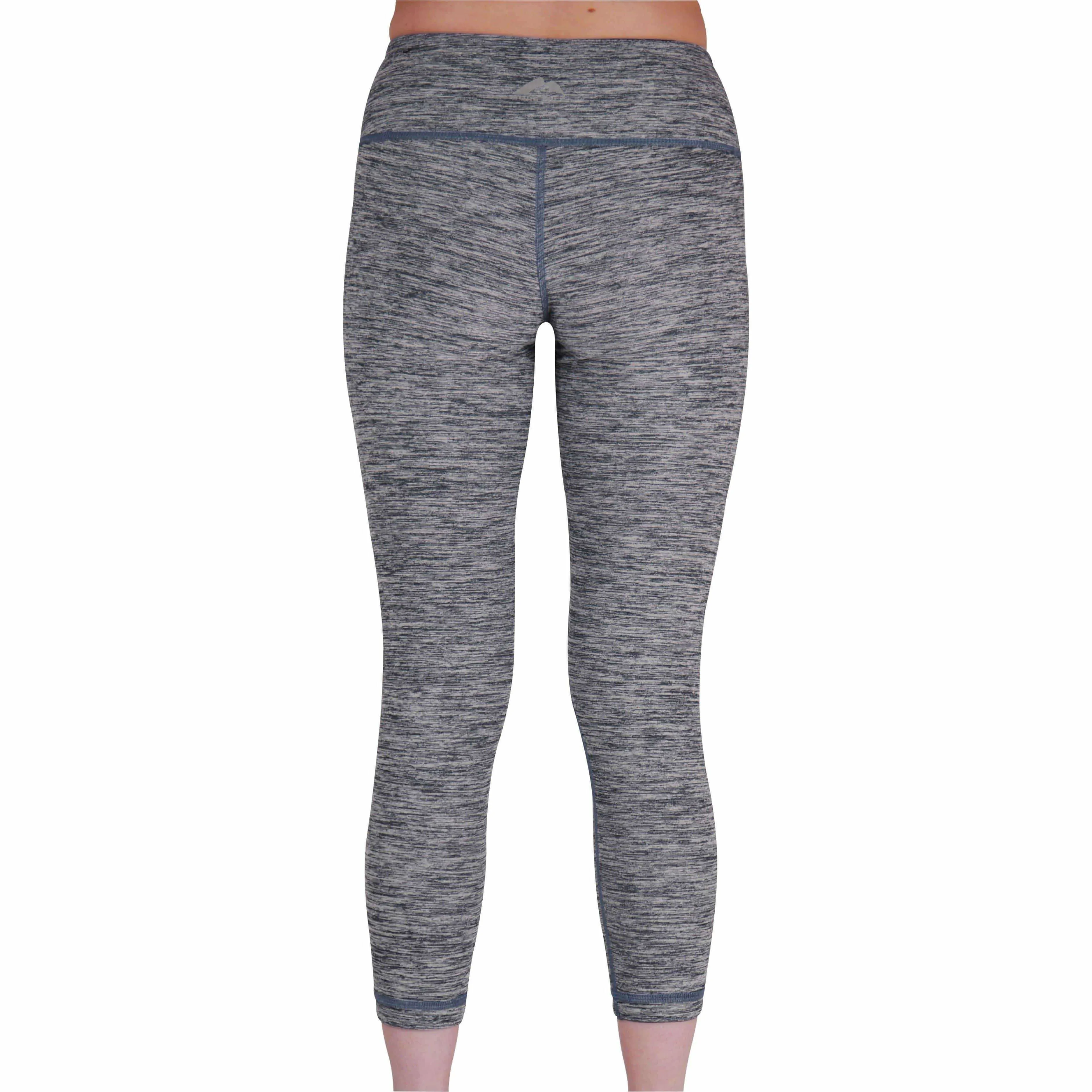 More Mile Reversible Graphic Womens 3/4 Capri Running Tights - Blue Training Look Mesh Panel Studio Practice