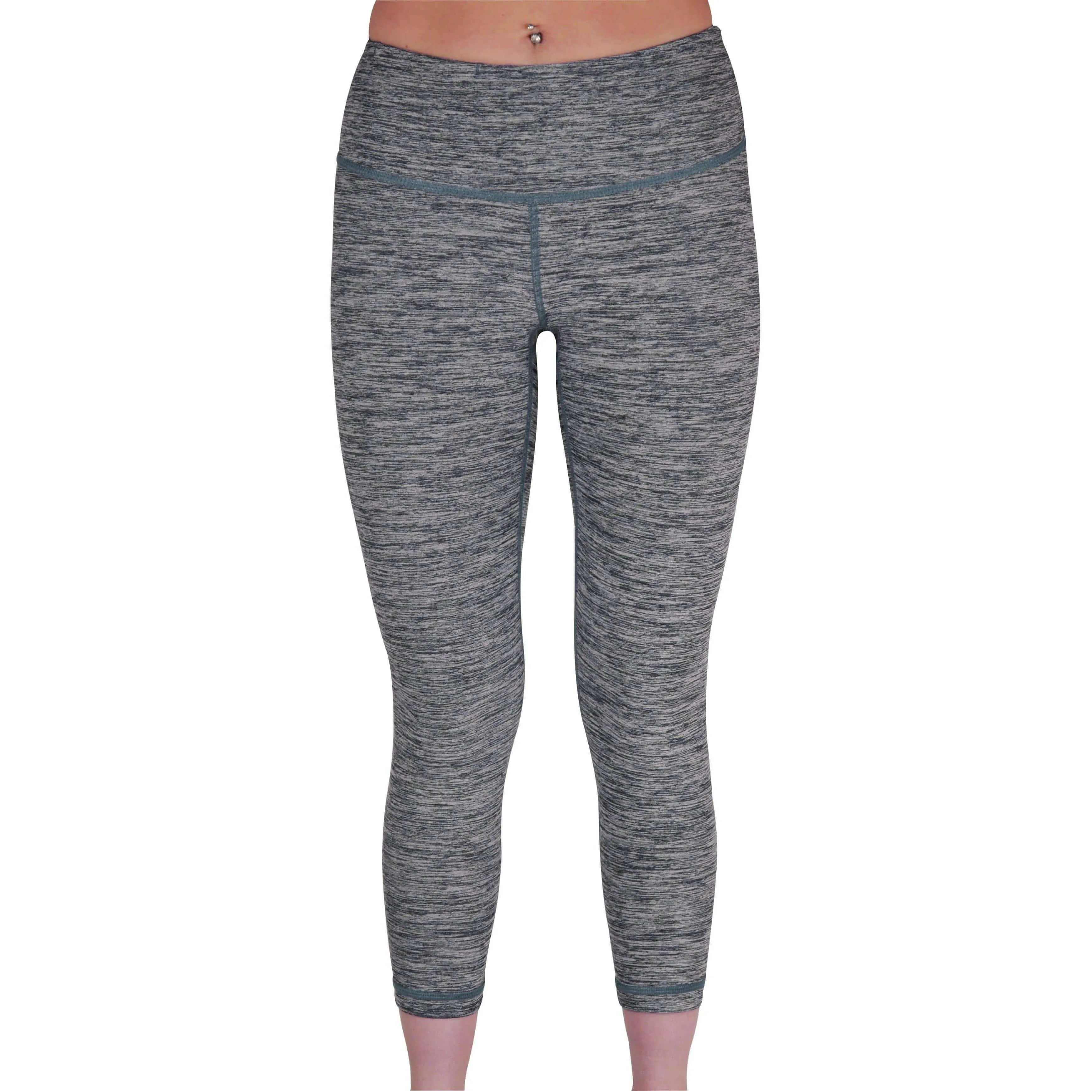 More Mile Reversible Graphic Womens 3/4 Capri Running Tights - Blue Cozy Design Temperature Regulating Fabric