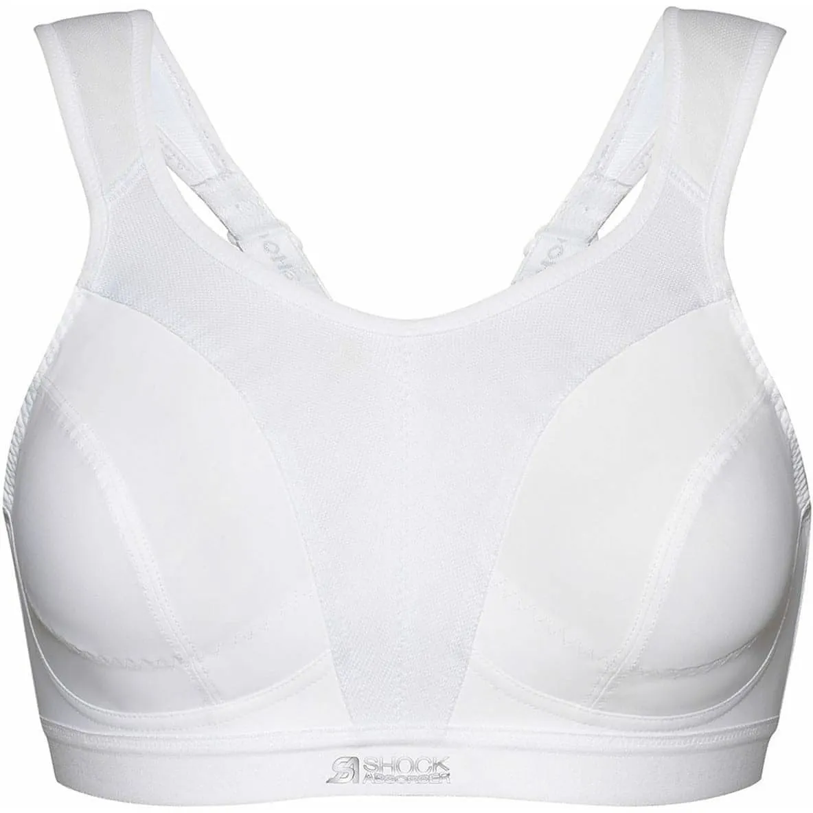Shock Absorber D  Max Womens Sports Bra - White Elastic stitching seams