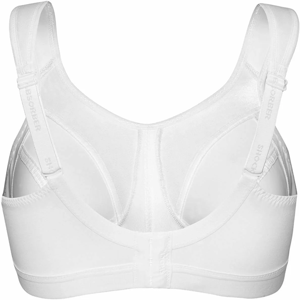 Shock Absorber D  Max Womens Sports Bra - White Supportive Fit Shock Absorption Zones