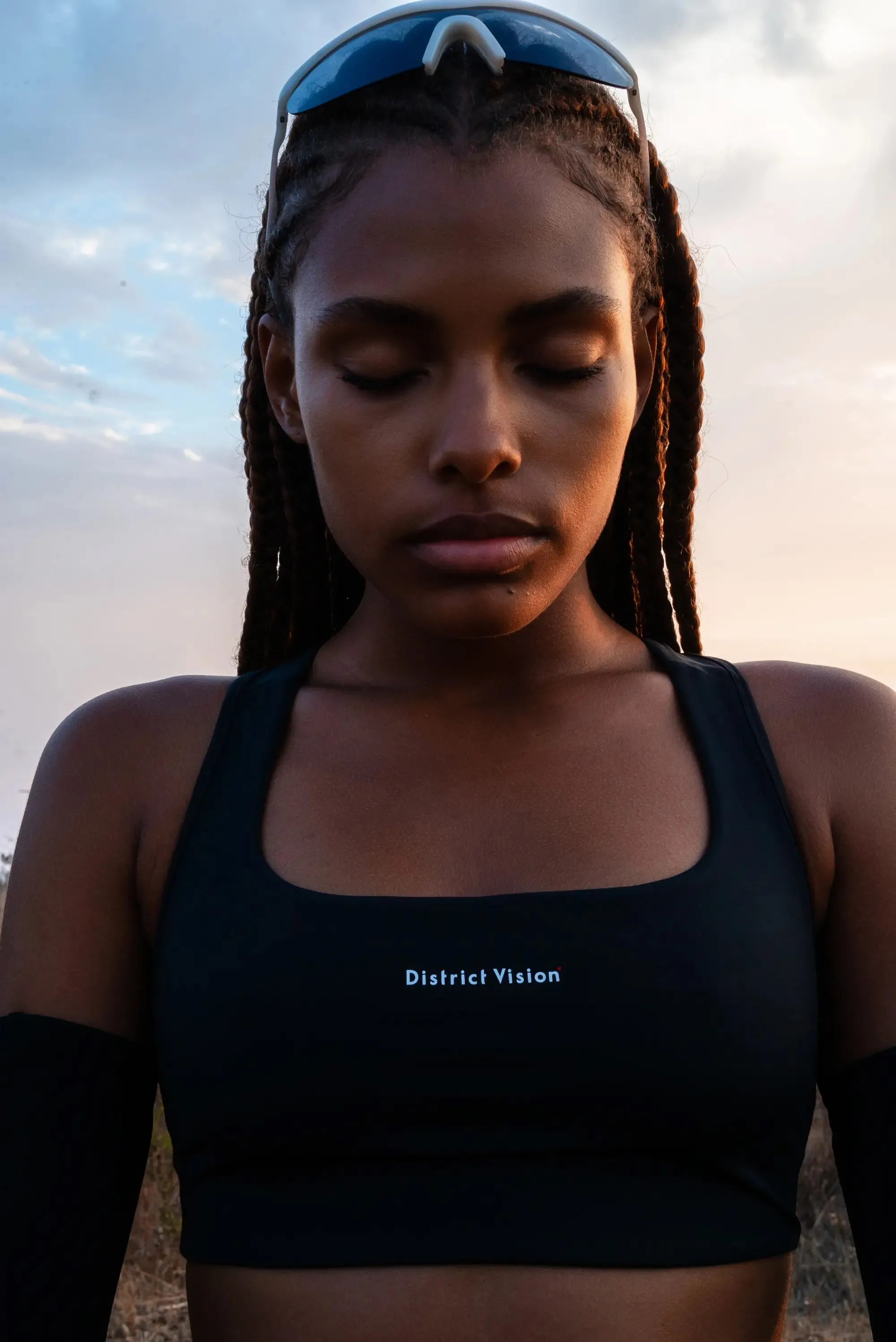 High Neck Women's Twin Layer Medium Support Bra Black