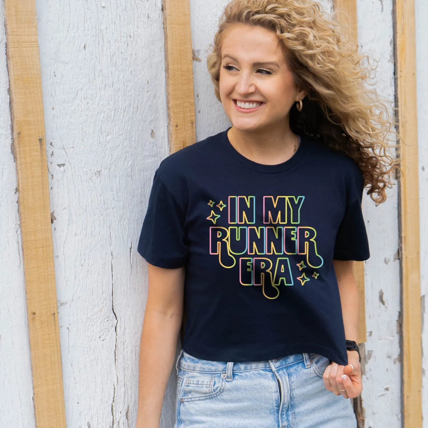 Running Short Sleeve Crop Tee - Runner Era Summer Casual