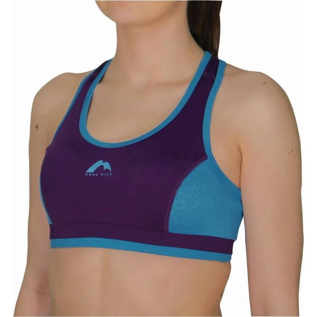 More Mile Prime Womens Running Crop Top - Purple Bonded seams