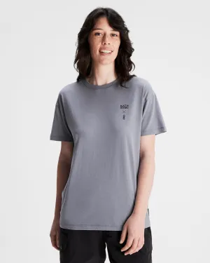 All-Season Comfort Bohemian style Women's O.Smither Lines Organic Cotton T-shirt - Dark Haze