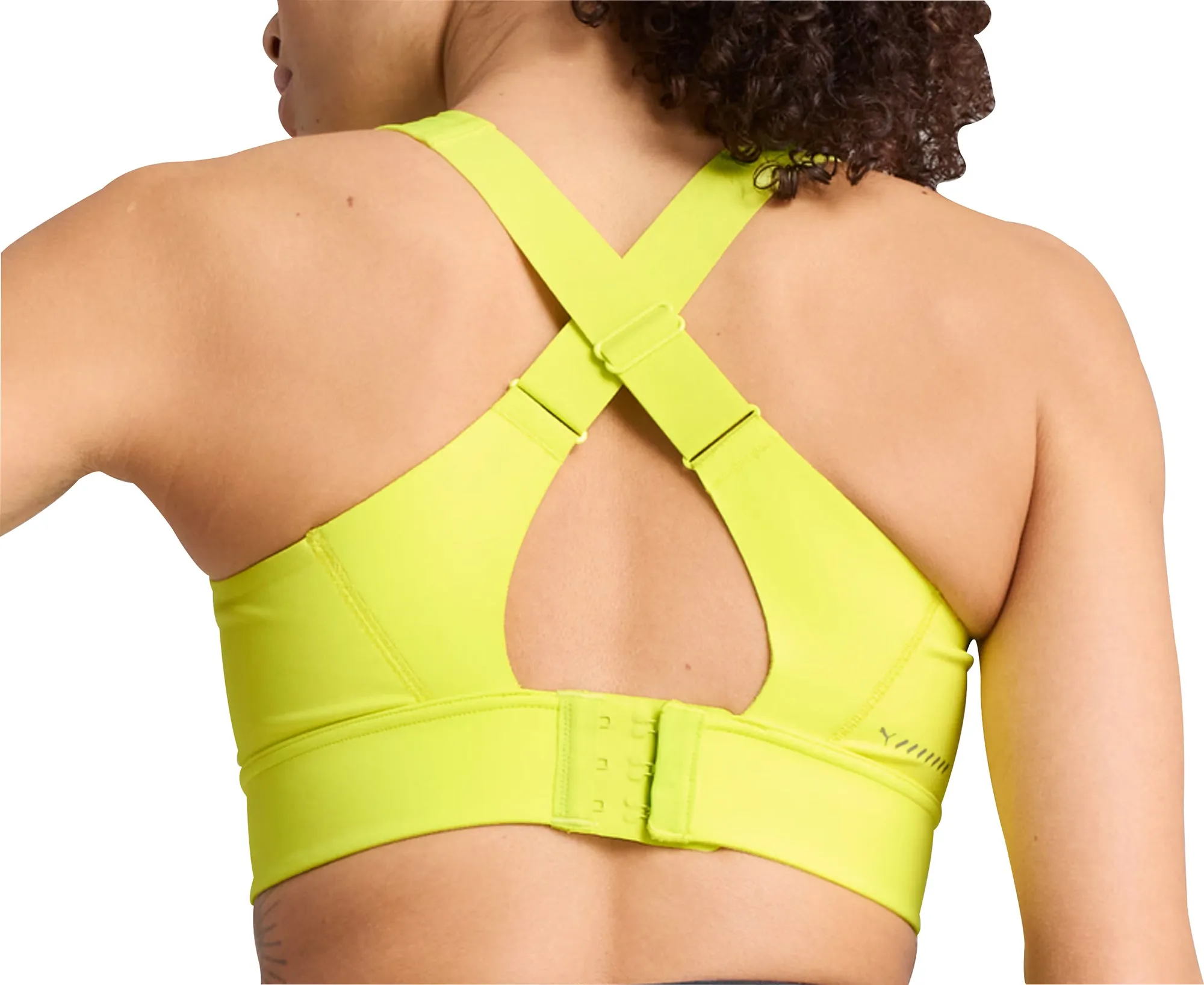 Puma PWRbreathe Womens Running Sports Bra - Yellow Motion Control Design Soft Lace