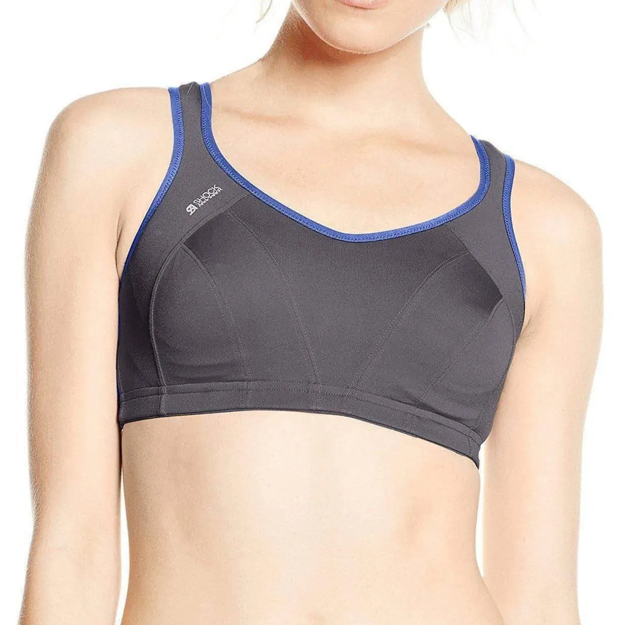 Comfortable Coverage Topstitching seams Shock Absorber Active Support Womens Sports Bra - Grey