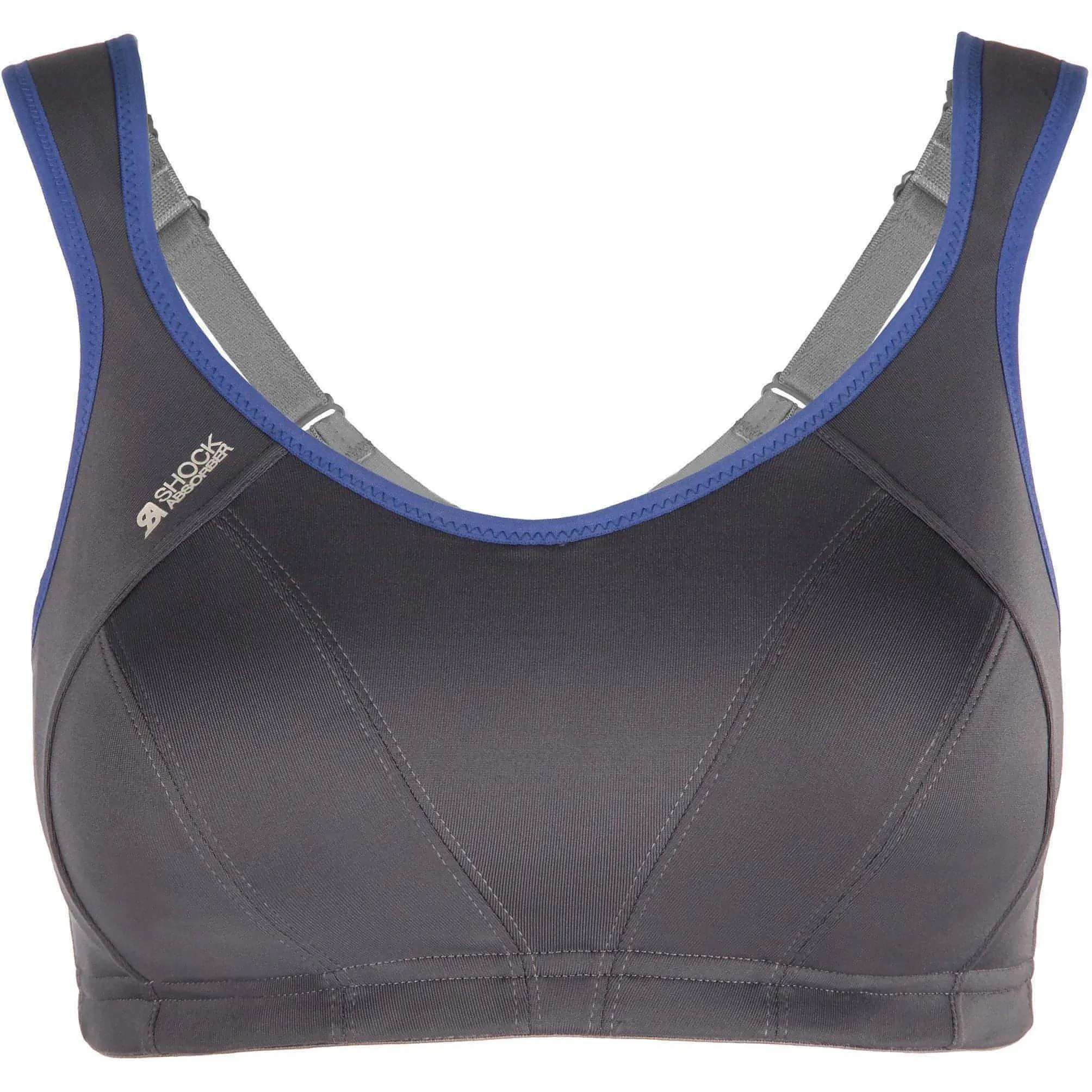 Shock Absorber Active Support Womens Sports Bra - Grey Bonded seams Stretchy Structure