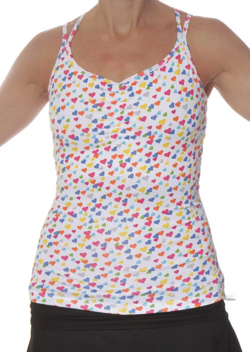 Sparkle Hearts Strappy Tank Bra Raw edges seams