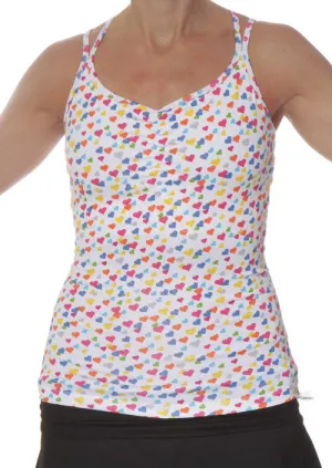 Sparkle Hearts Strappy Tank Bra Raw edges seams