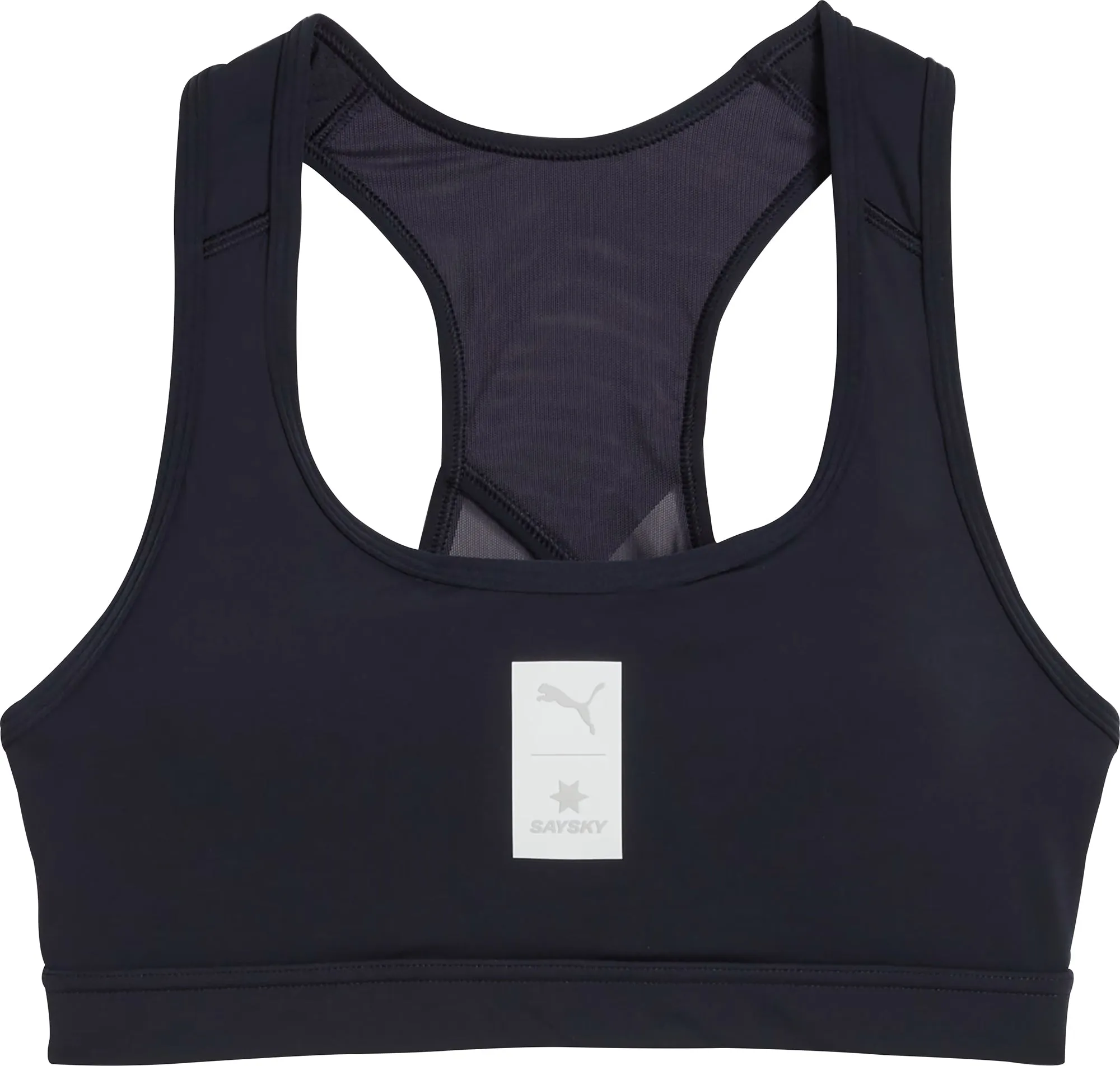 Puma X SAYSKY Womens Running Sports Bra - Blue Soft Modal Breathable Mesh Panels
