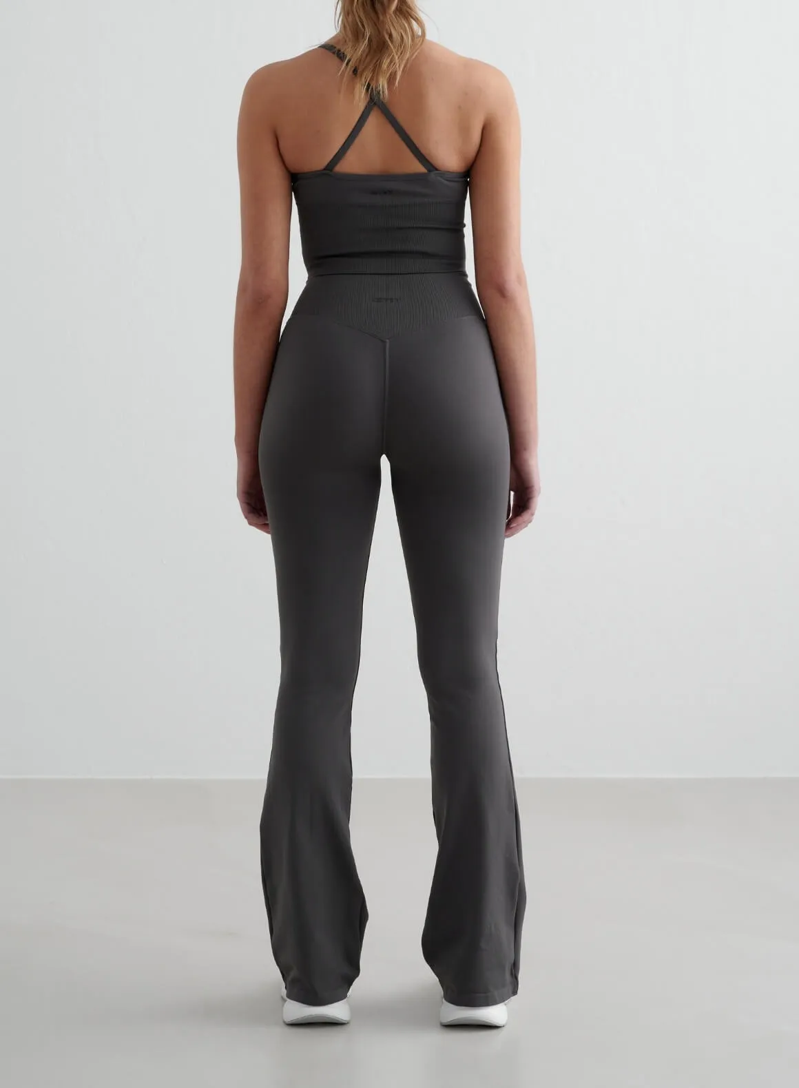 rectangular shape Shadow Grey Shape Seamless Flare Tights & Cross Back Bralette Set