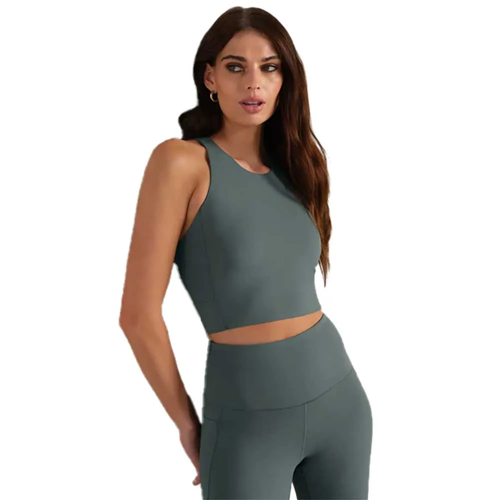 Women's Revive Longline Bra - Green Smoke Customizable Shock-absorbing