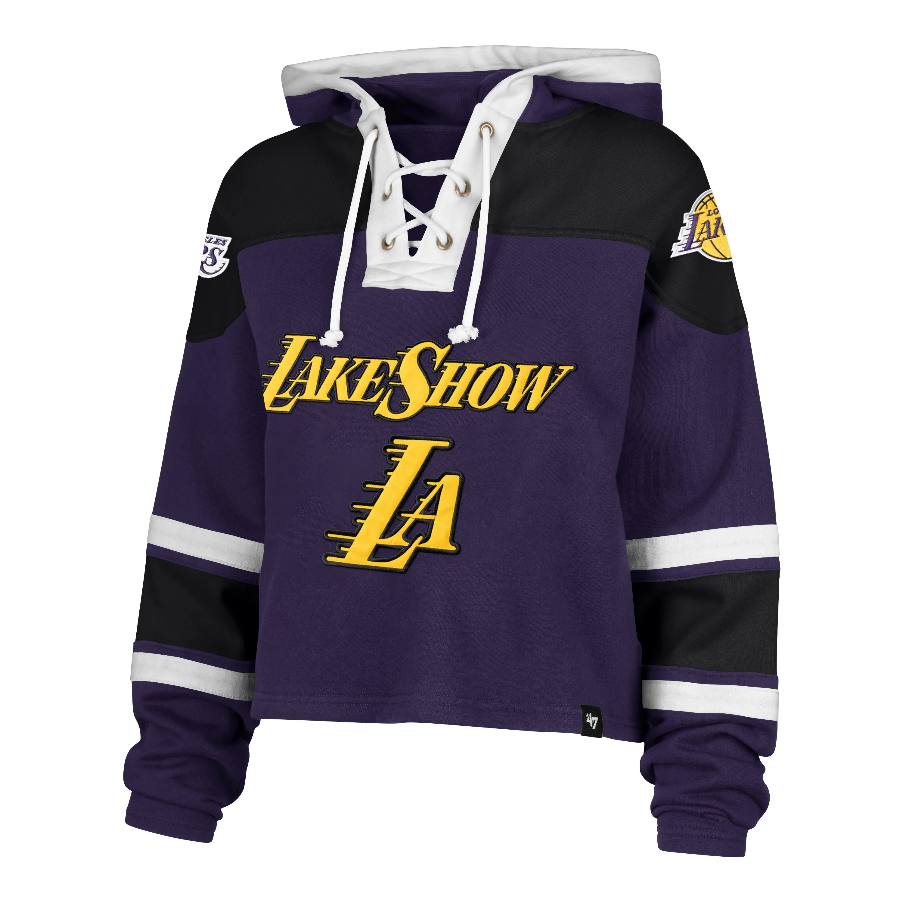 Stream Fit Sky Mood LOS ANGELES LAKERS CITY EDITION CROPPED SUPERIOR '47 LACER HOOD WOMENS