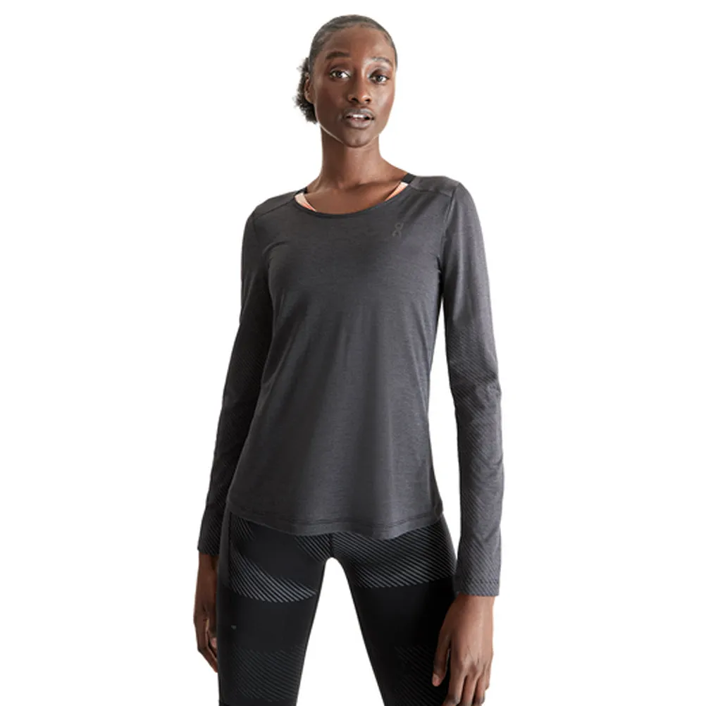 On Running Performance Lumos Long Sleeve Women's Running Tee - Black/Iron Plus size confidence Essential Comfort