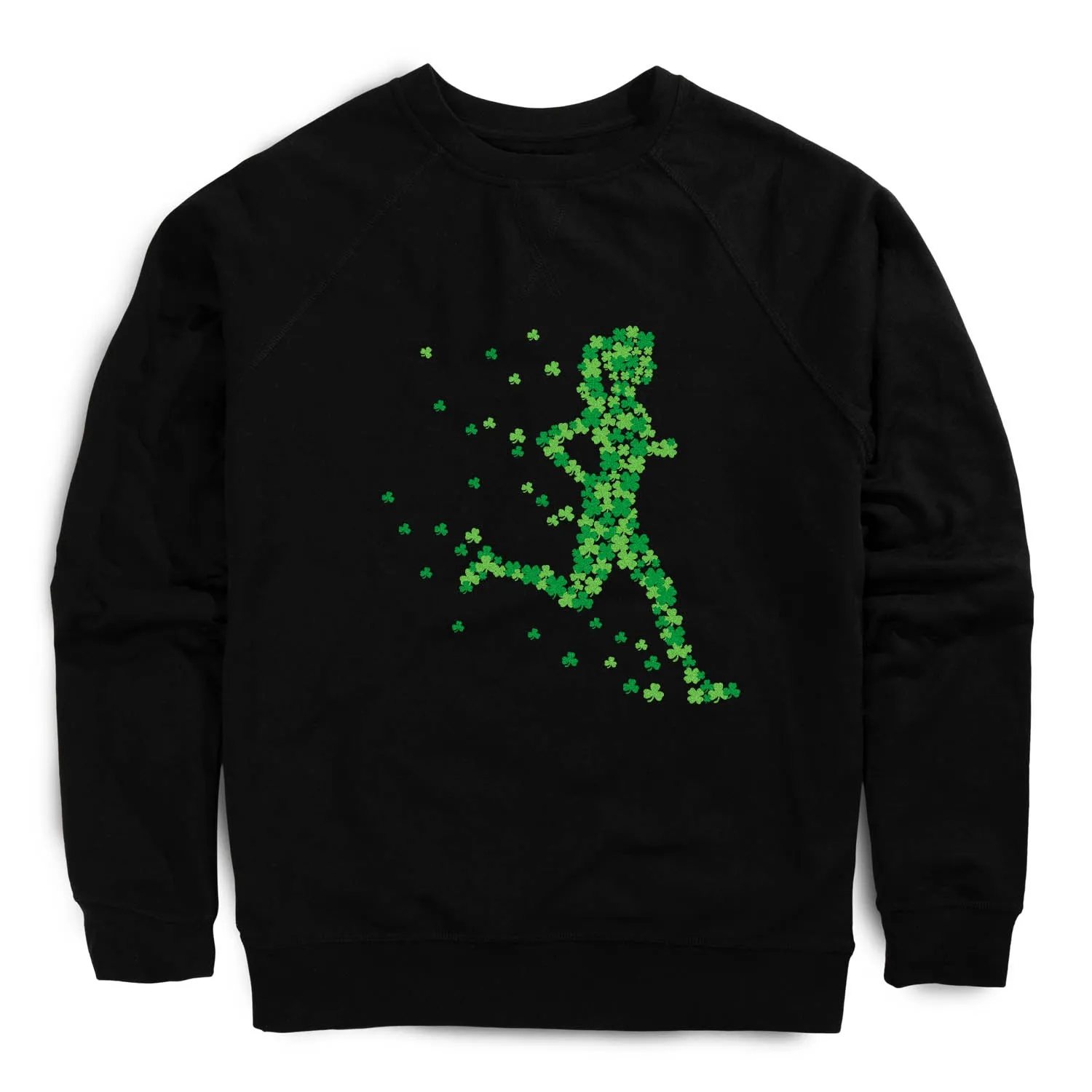 Running Raglan Crew Neck Pullover - Lucky Runner Girl Trend Base Reuse Mode