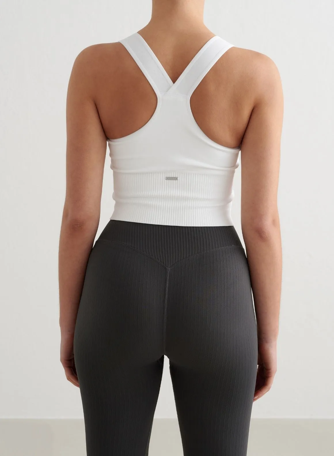 automatic control White Ribbed Seamless High Support Bralette