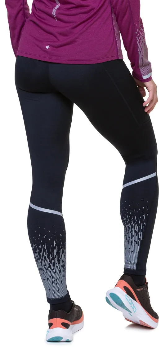Durable Feel Ronhill Tech Reflect Womens Long Running Tights - Black