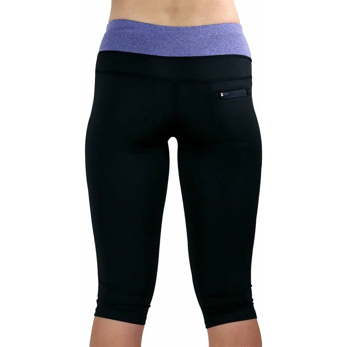 More Mile Marl Womens 3/4 Capri Running Tights - Black Yoga Class Beginner Level Extra Soft Dance Practice