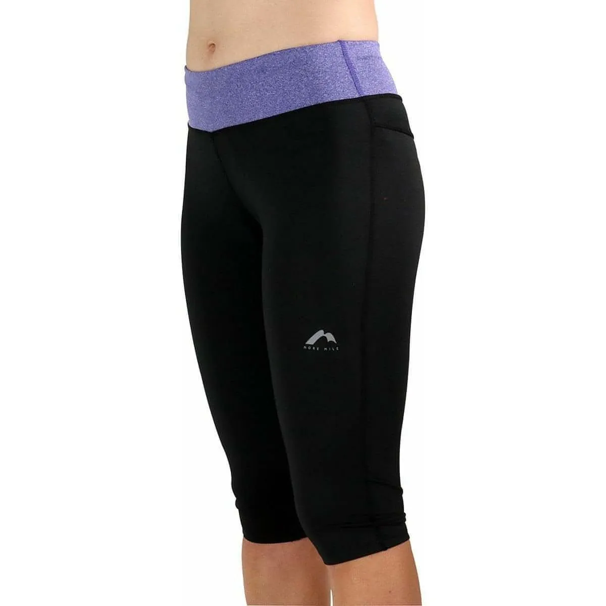 More Mile Marl Womens 3/4 Capri Running Tights - Black Anytime Wear Training Day