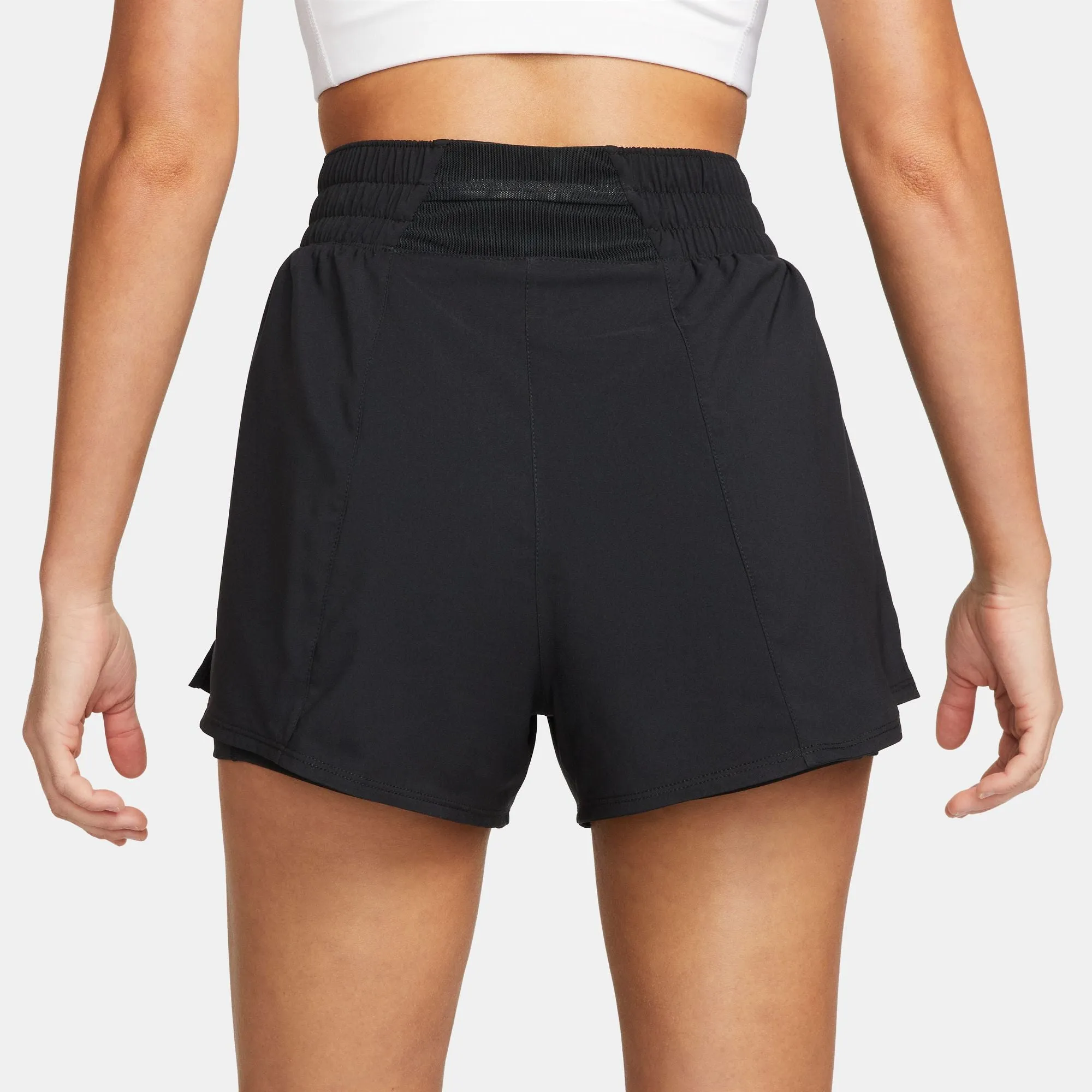 Nike Women's One Dri-FIT High Waisted 3 Inch 2 In 1 Shorts Black Basic Wear