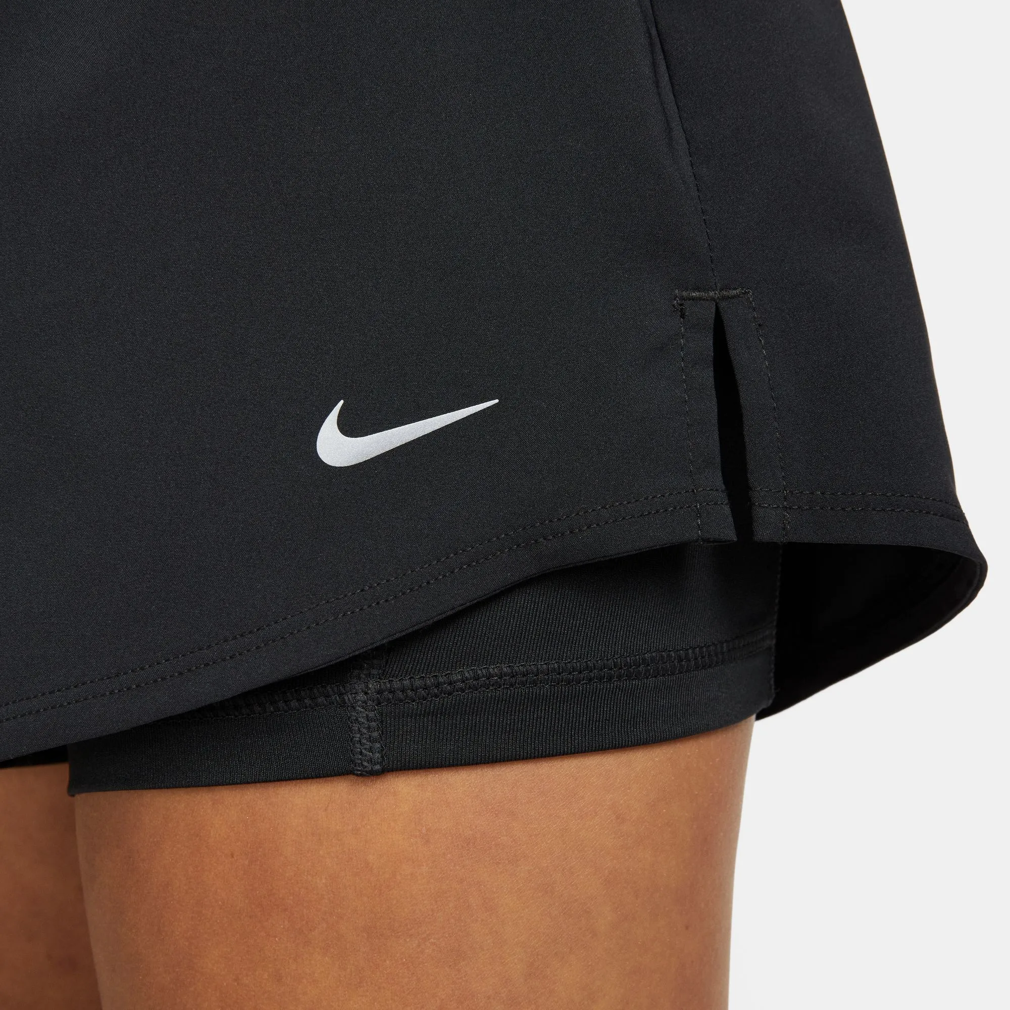 Nike Women's One Dri-FIT High Waisted 3 Inch 2 In 1 Shorts Black Easy Go NonSlipTrim
