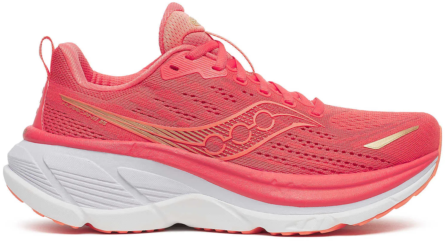 Saucony Hurricane 25 Womens Running Shoes - Pink running in a ice field area shoes running for corporate events