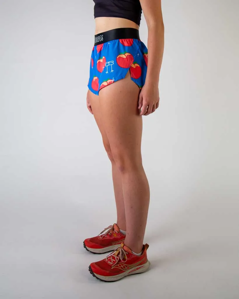 Women's Juicy Peaches 1.5" Split Shorts Vented Hem Details Contoured Articulation