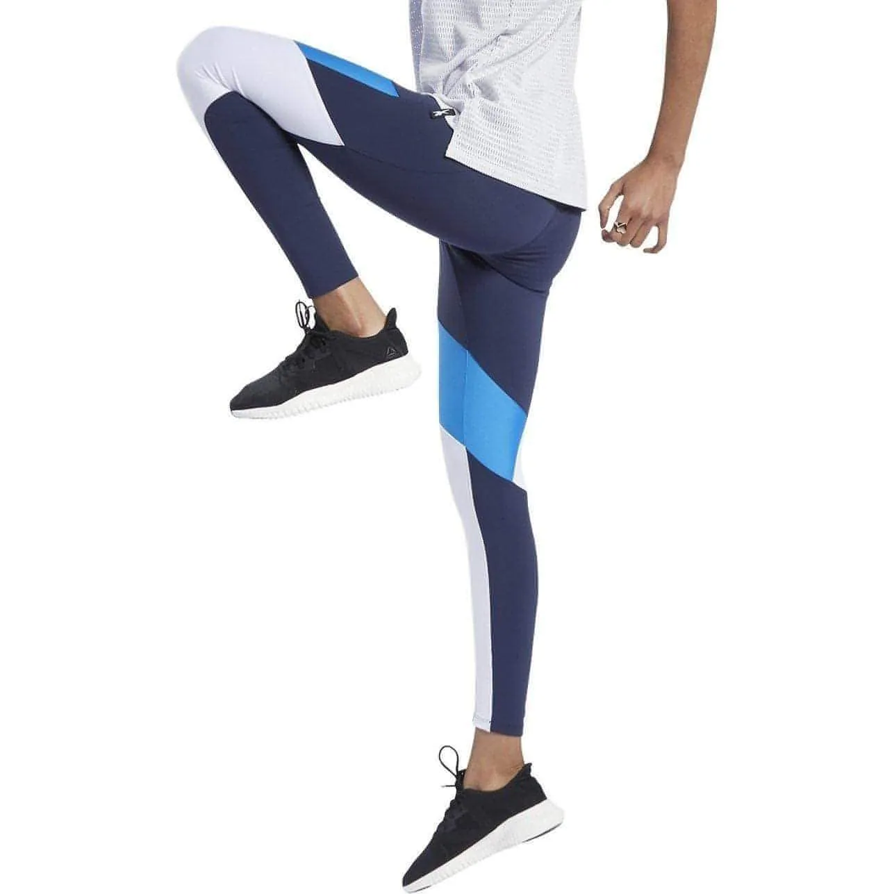 Fashion Forward Casual Wearer School Sports Reebok Lux 2.0 Mid Rise Womens Long Training Tights - Blue