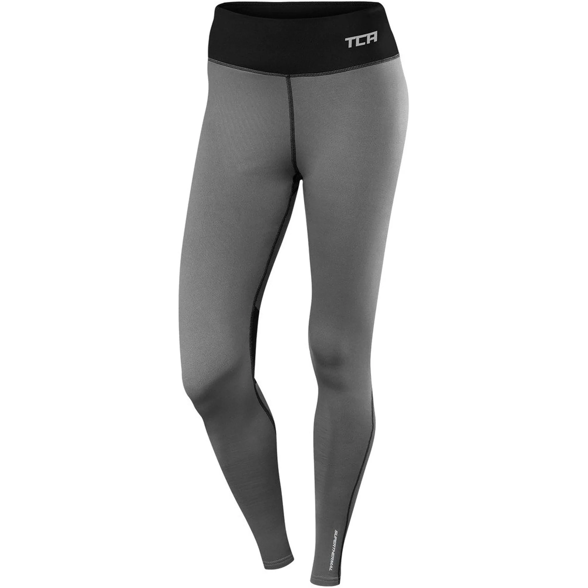 TCA SuperThermal Performance Womens Long Running Tights - Grey Non See For Kids Petite Size Skin Friendly