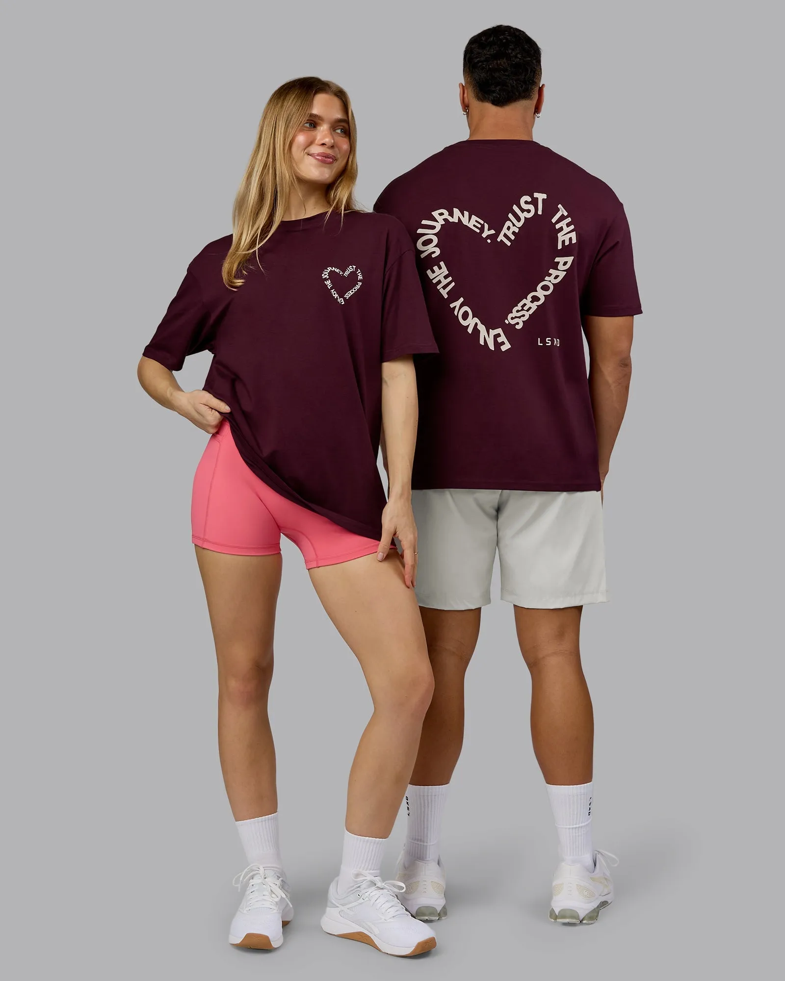 Love The Process FLXCotton Oversize Tee - Cherry Lacquer-Shale Beige Holiday Outfit