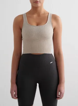 Ribbed collar Grip Waistband Beige Ribbed Seamless Shaping Bralette