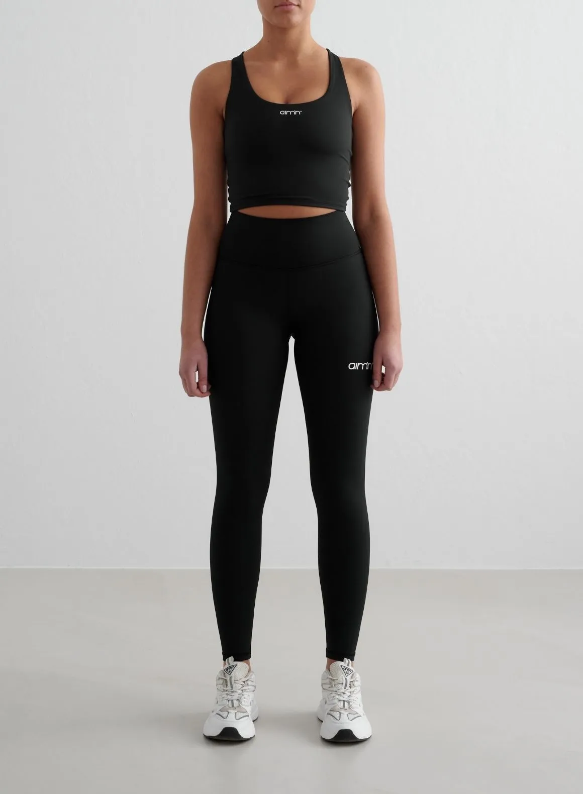 Black Core Essential Bralette Heat Transfer Logo Application Laser Cut Edges