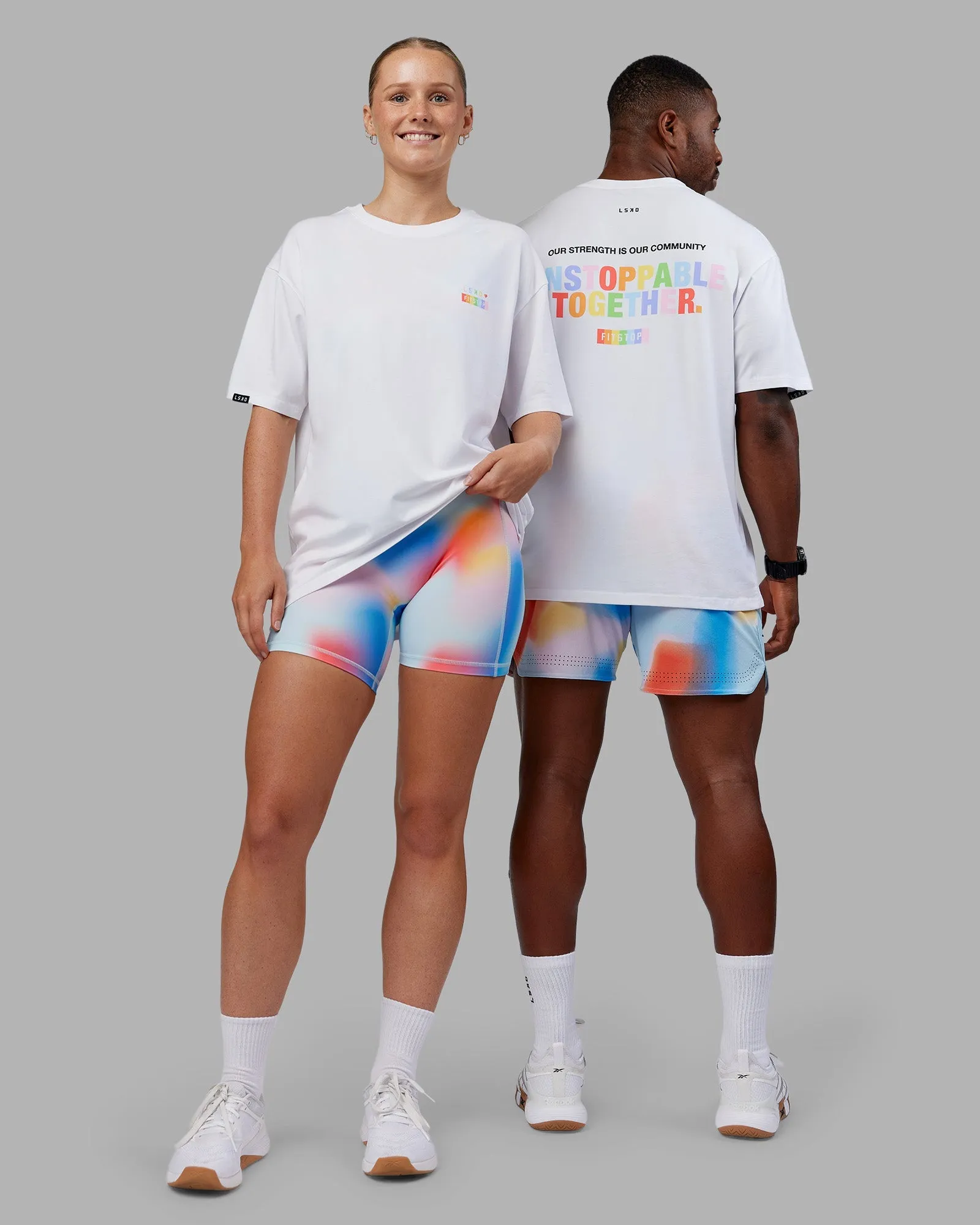 Fitstop Unstoppable Together FLXCotton Oversize Tee - White Sustainable production V-Neck