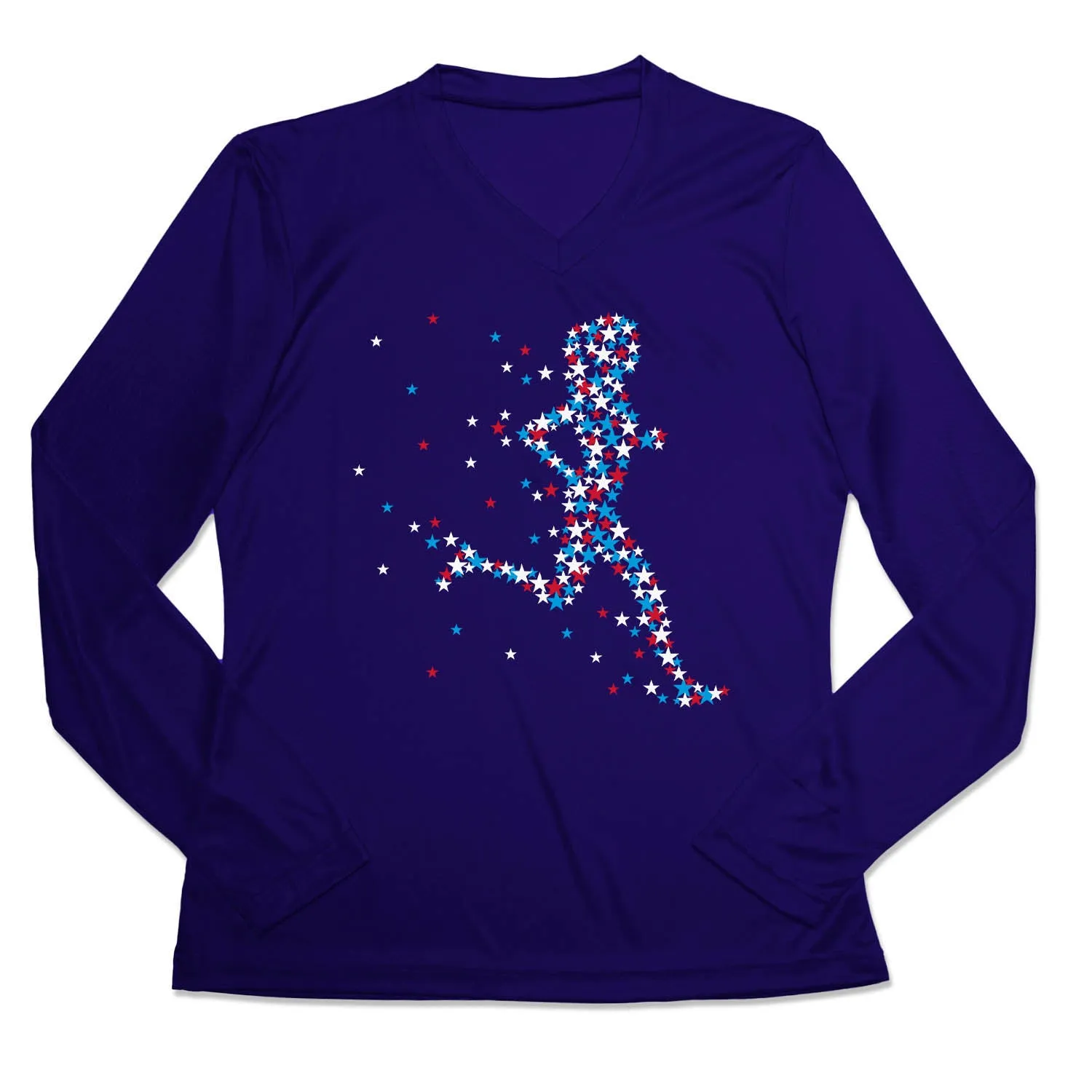 Cozy Layer Fit Women's Long Sleeve Tech Tee - Patriotic Runner Girl