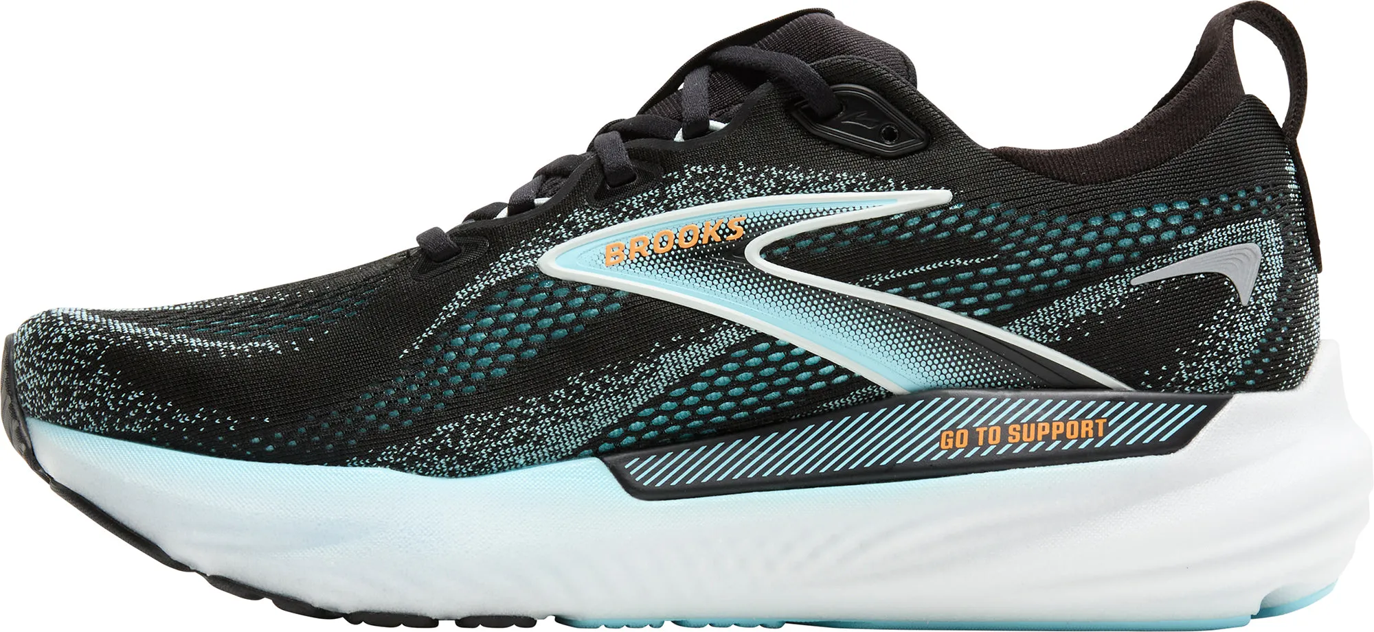 Responsive Foam Core Lunarlon Brooks Glycerin GTS 22 Mens Running Shoes - Black