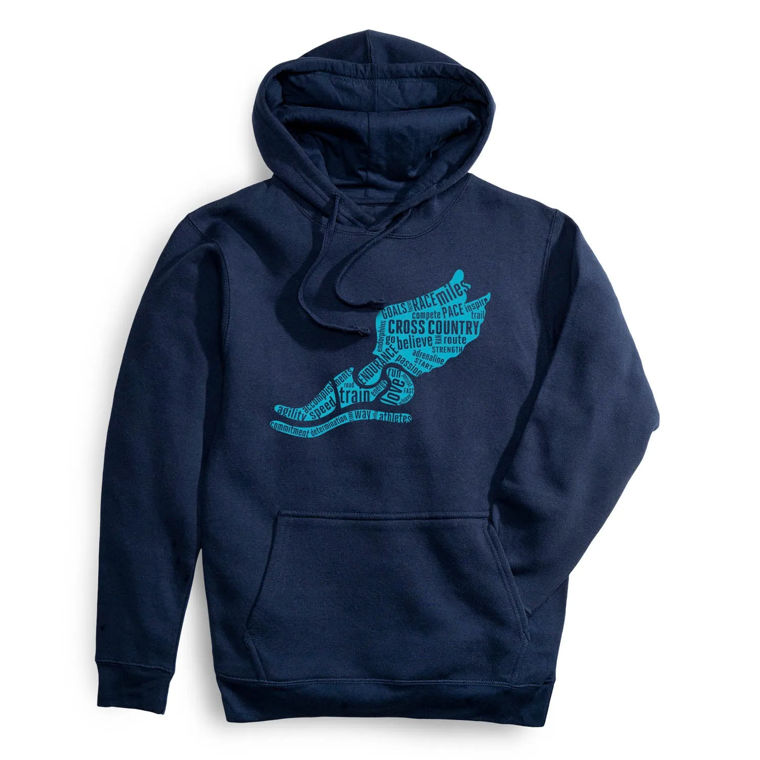 Statement Fleece Hoodie -  Winged Foot Inspirational Words Adjustable Waistband Fall Core