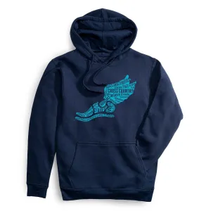 Statement Fleece Hoodie -  Winged Foot Inspirational Words Adjustable Waistband Fall Core