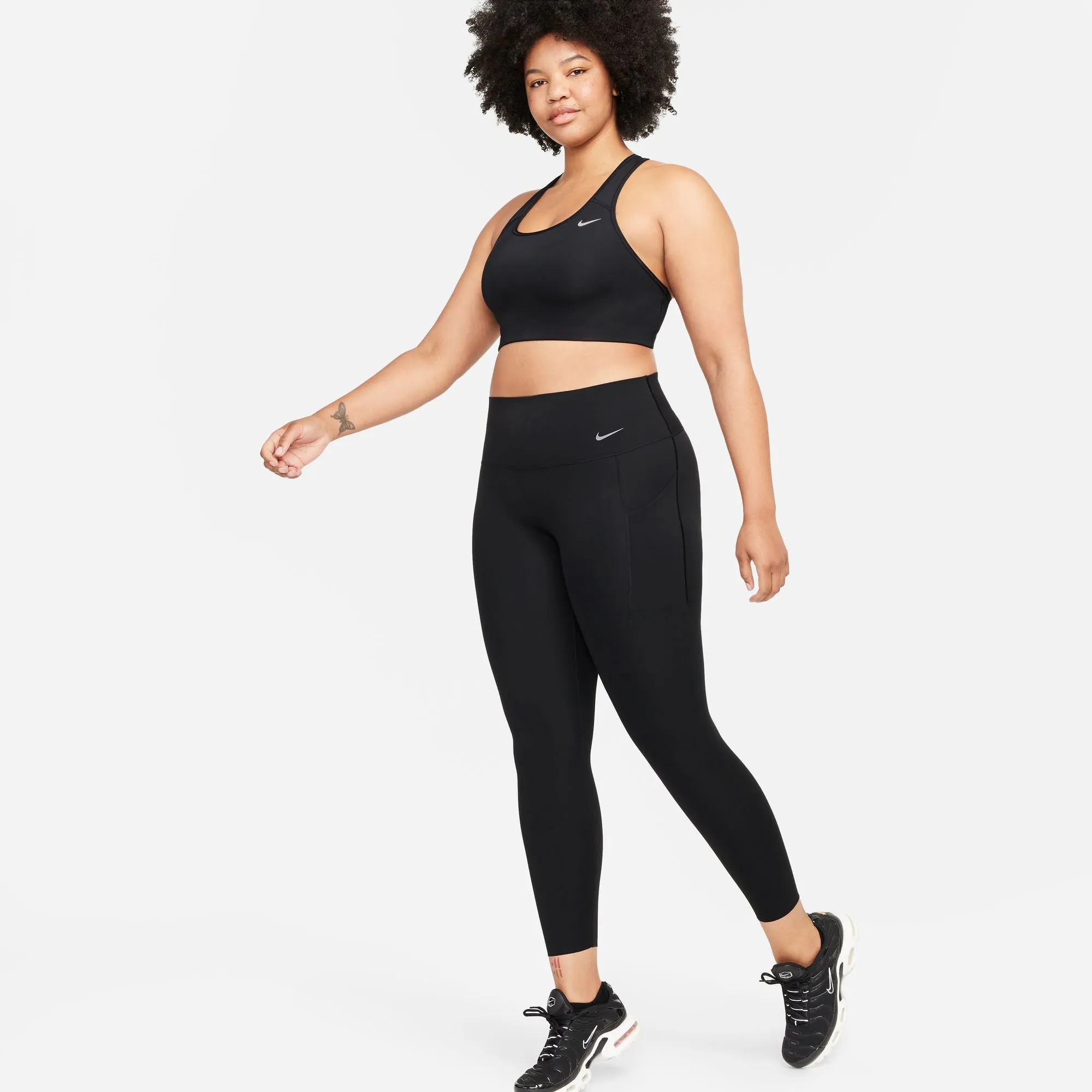 Nike Women's Universa Medium-Support High-Waisted 7/8 Leggings Black Athletic Wear Gym outfit