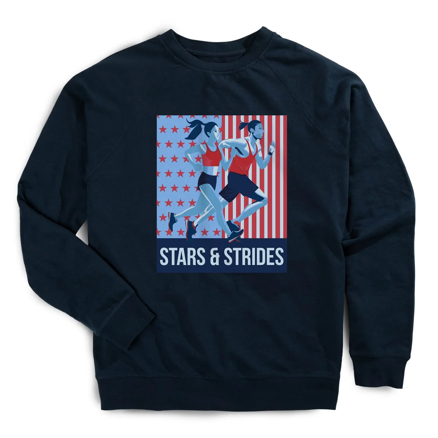 LightweightTextile AdjustableHemline Running Raglan Crew Neck Sweatshirt - Stars and Strides