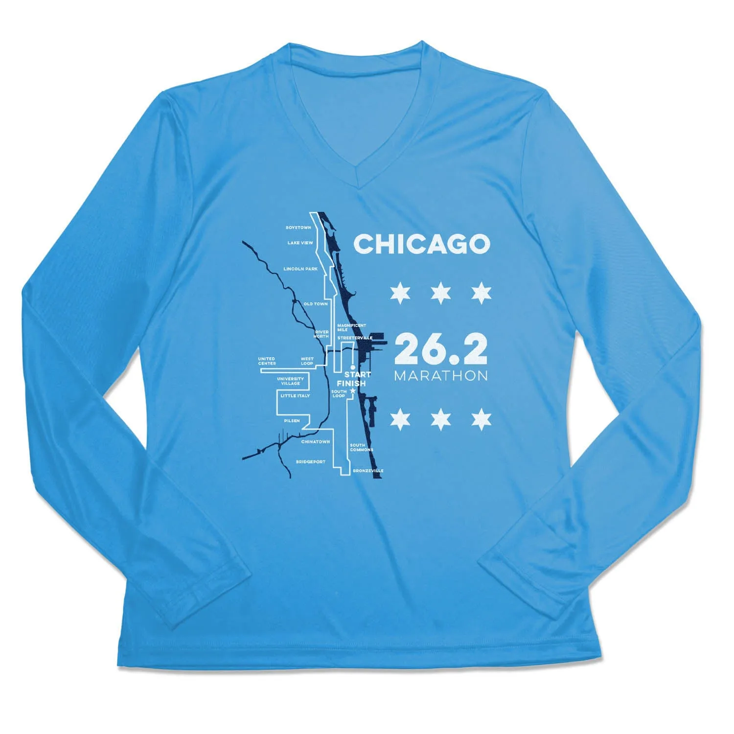 Women's Long Sleeve Tech Tee - Chicago Route Street Trend Stretch Design