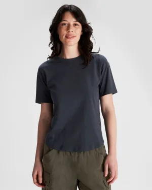 Fashionable Layer Women's Solid Organic Cotton T-Shirt - Pure Navy