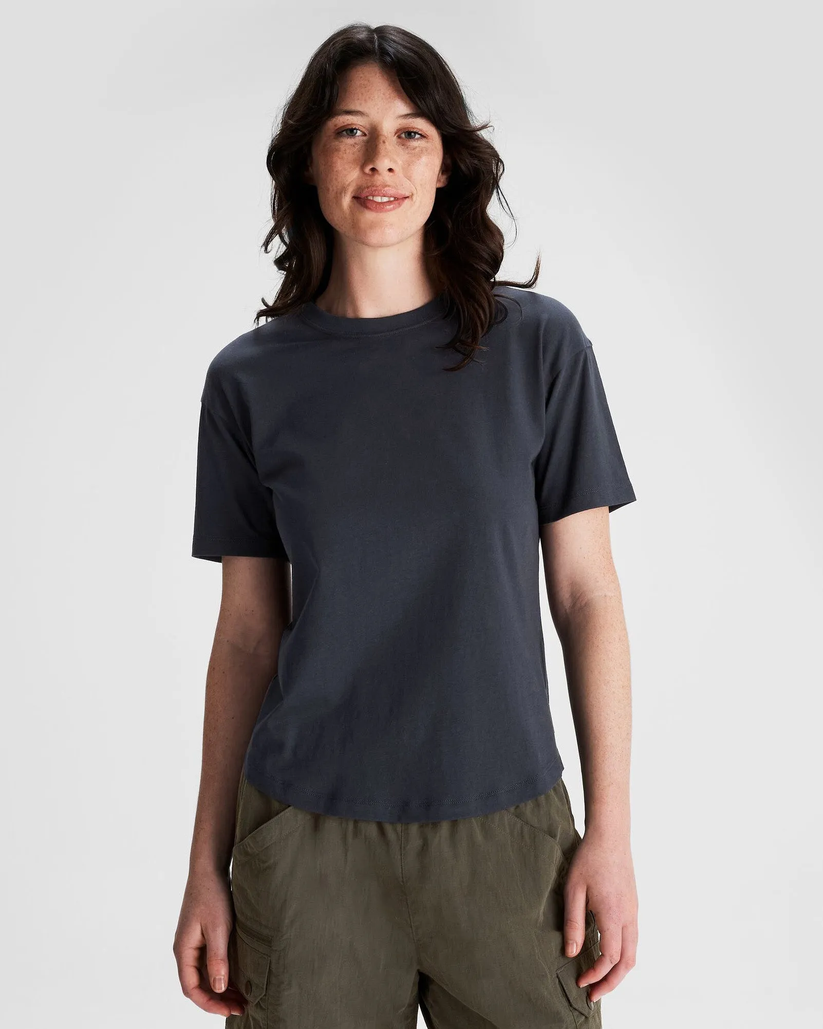 Simple Comfort Look Women's Solid Organic Cotton T-Shirt - Pure Navy