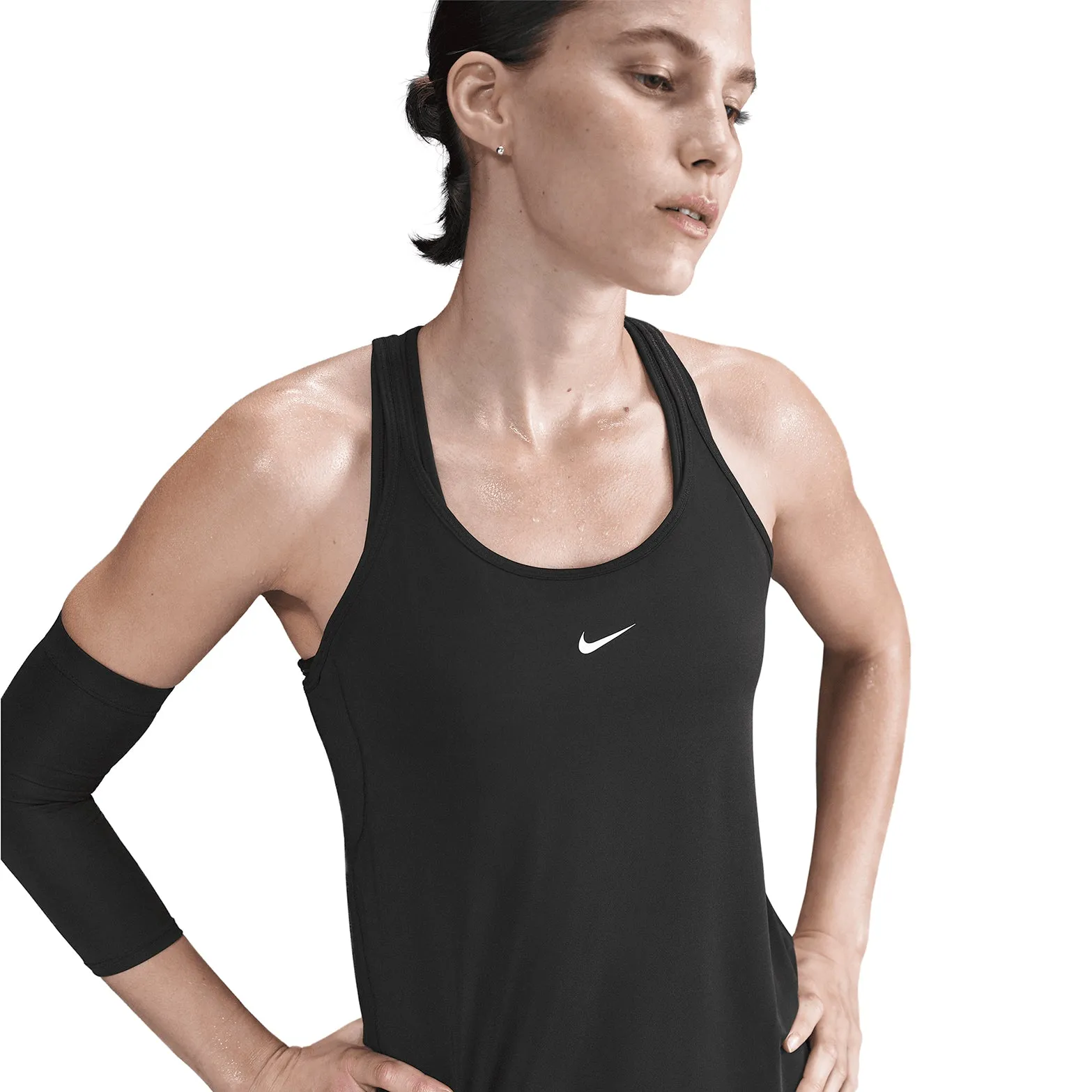 Women's Dri-FIT One Classic Strappy Tank Black / White Defense - focused Adaptive Compression