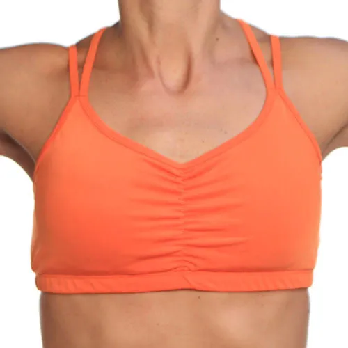 Moisture-wicking fabric Red workout gear Mandarin Strappy Top