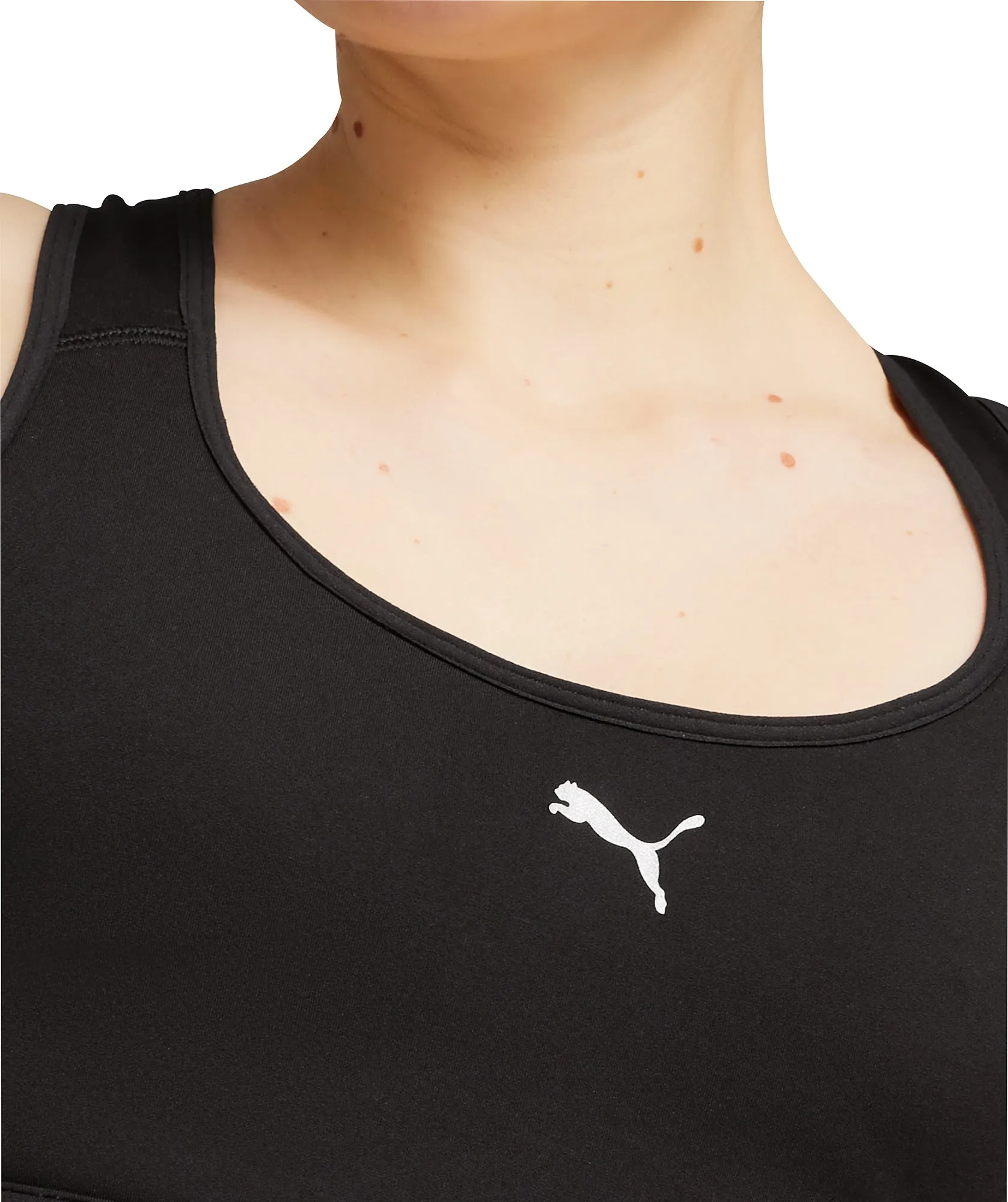 Puma 4KEEPS Womens Running Sports Bra - Black Posture Enhancing Structure Zipped